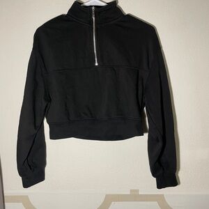 H&M Black Cropped Quarter-Zip Sweatshirt - Size XS